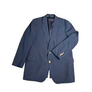 Polo University Club Ralph Lauren Navy Blue Blazer Gold Buttons Made in USA 44R‎